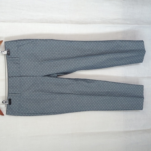 Ann Taylor Signature Fit Blue Grey Diamond Print Front Crease Ankle Pant Size 8 - Picture 1 of 6